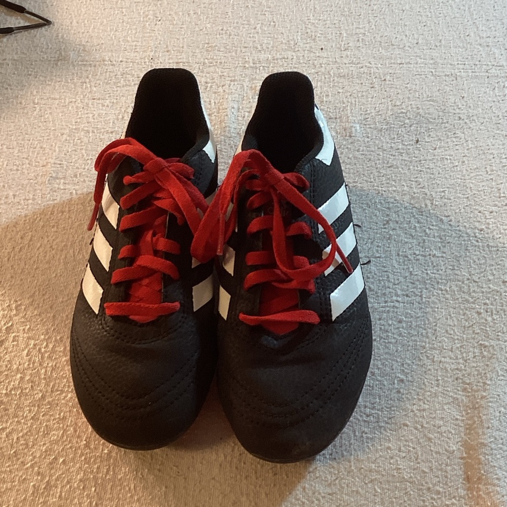 Adidas Kids Black Soccer Cleats with Red Accents